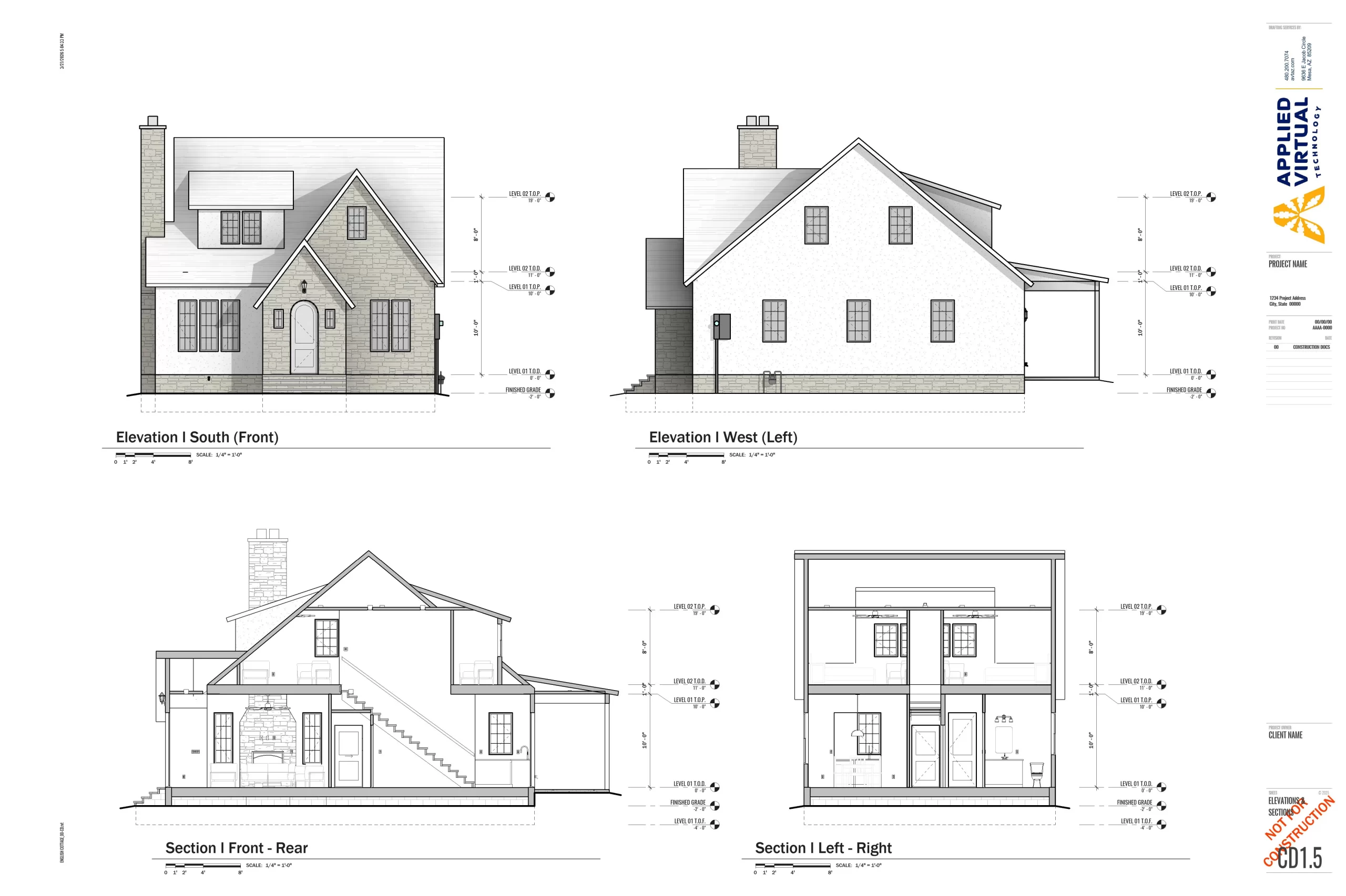 Detailed wall sections and technical construction notes