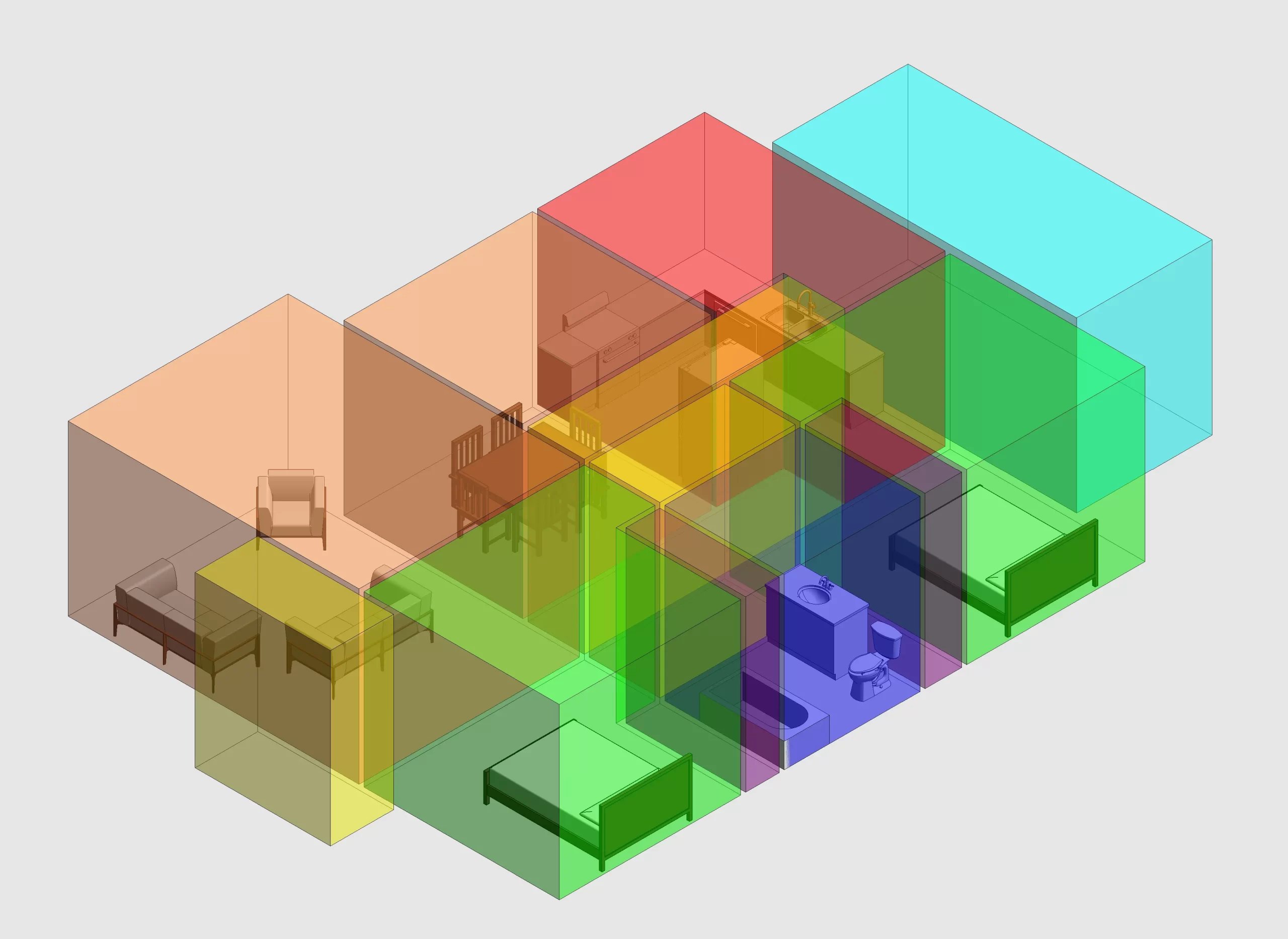 Applied Virtual Technology 3D Jello-cube massing model for residential design