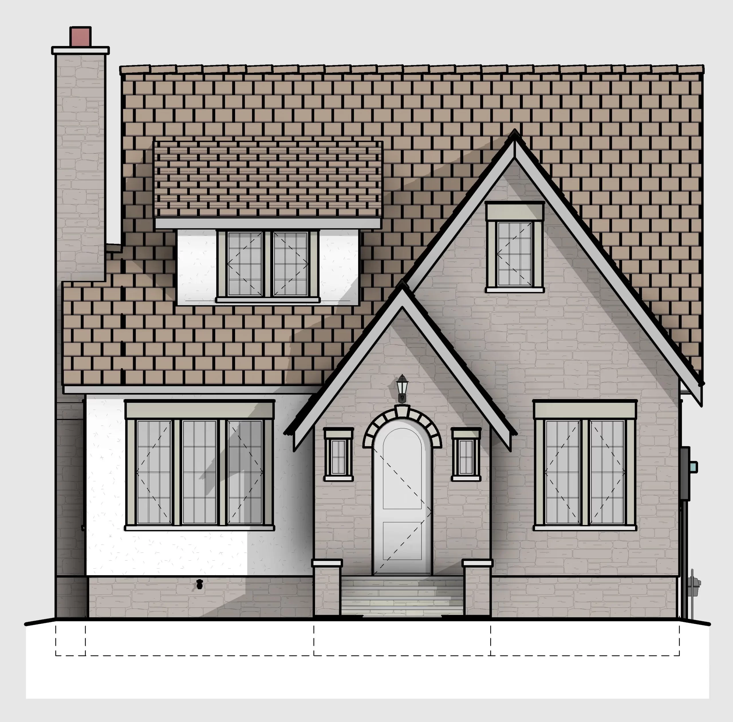 Refined home elevation during the design development phase