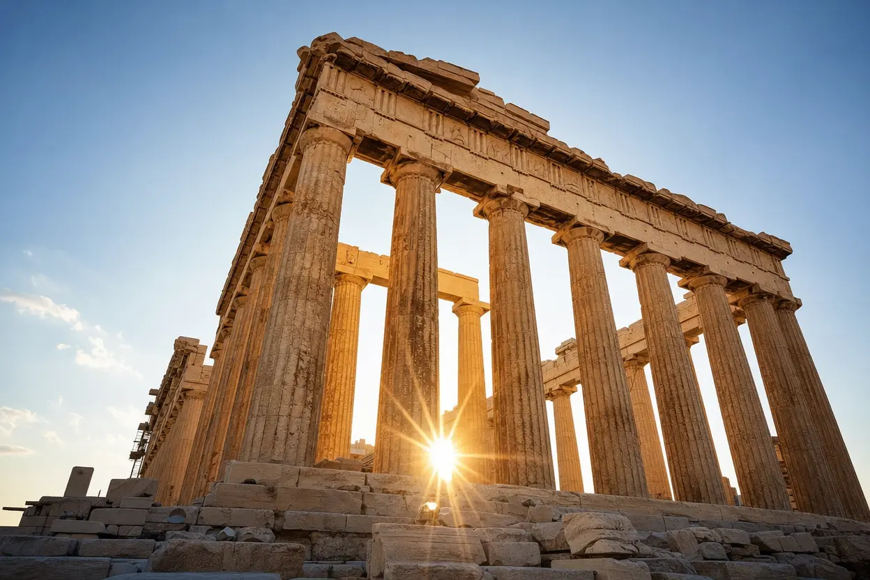 A study of scale and proportion featuring classical columns